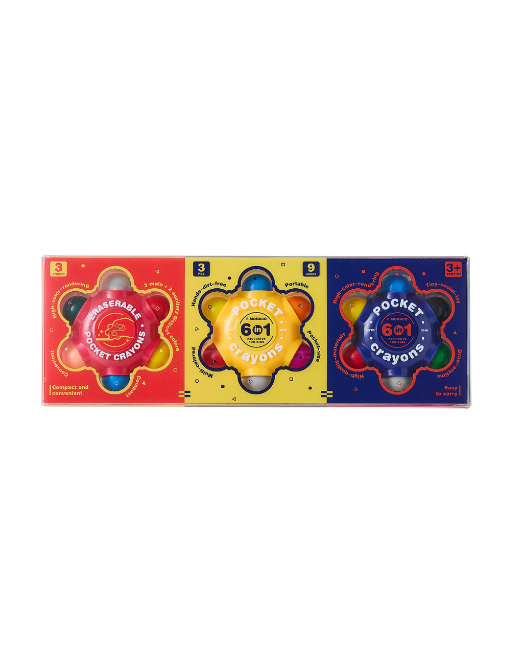 Flower Monaco Pocket Crayons 6-in-1 Set